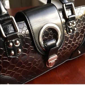 Brown and black purse